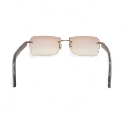 C Decor Buffs - Gold White Genuine Horn Sunglasses (2010s) - Luxury Optical