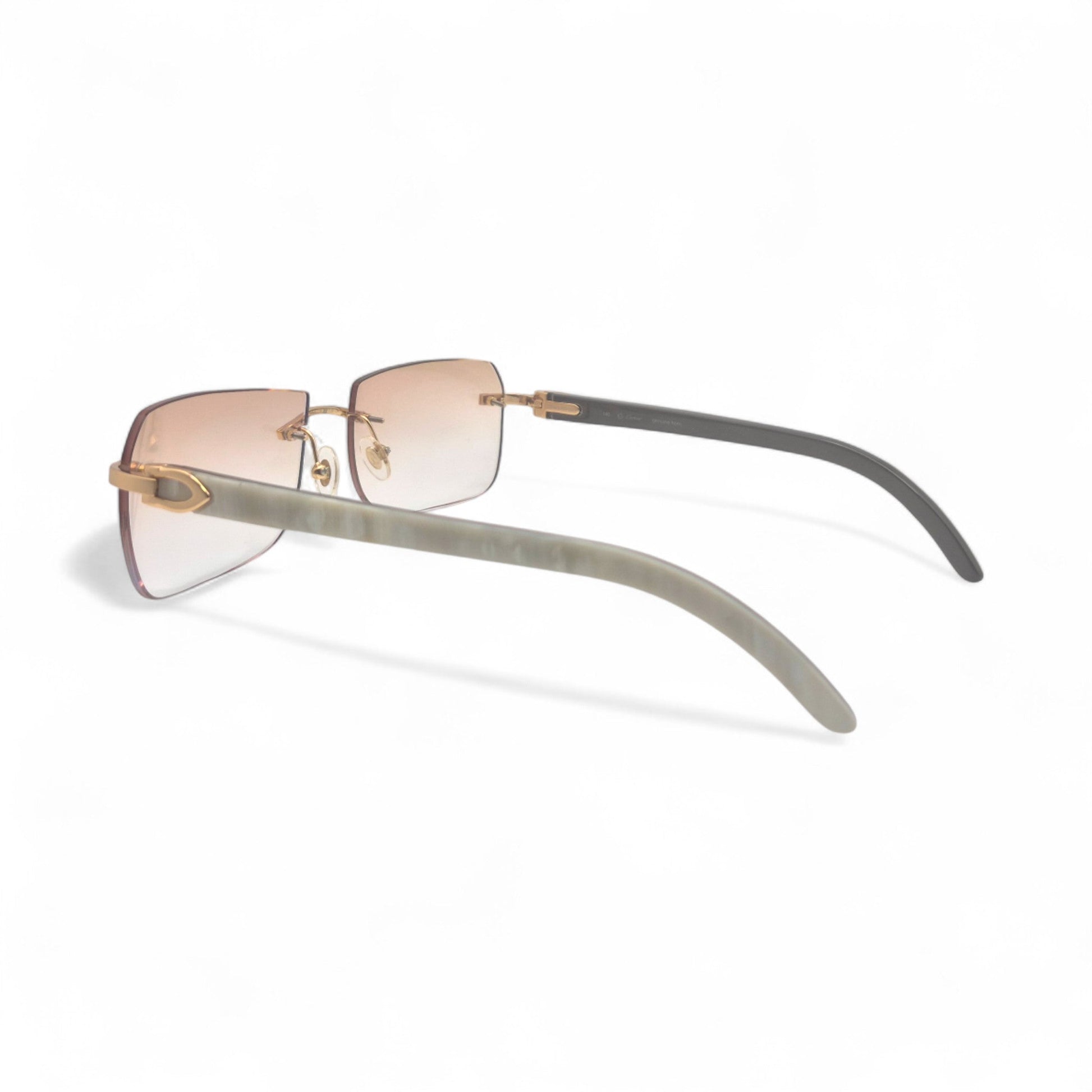 C Decor Buffs - Gold White Genuine Horn Sunglasses (2010s) - Luxury Optical