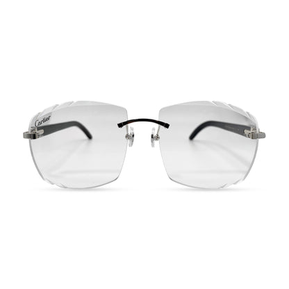 C Decor Buffs (Diamond Cut) - Silver White Genuine Horn Sunglasses (2020s) - Luxury Optical