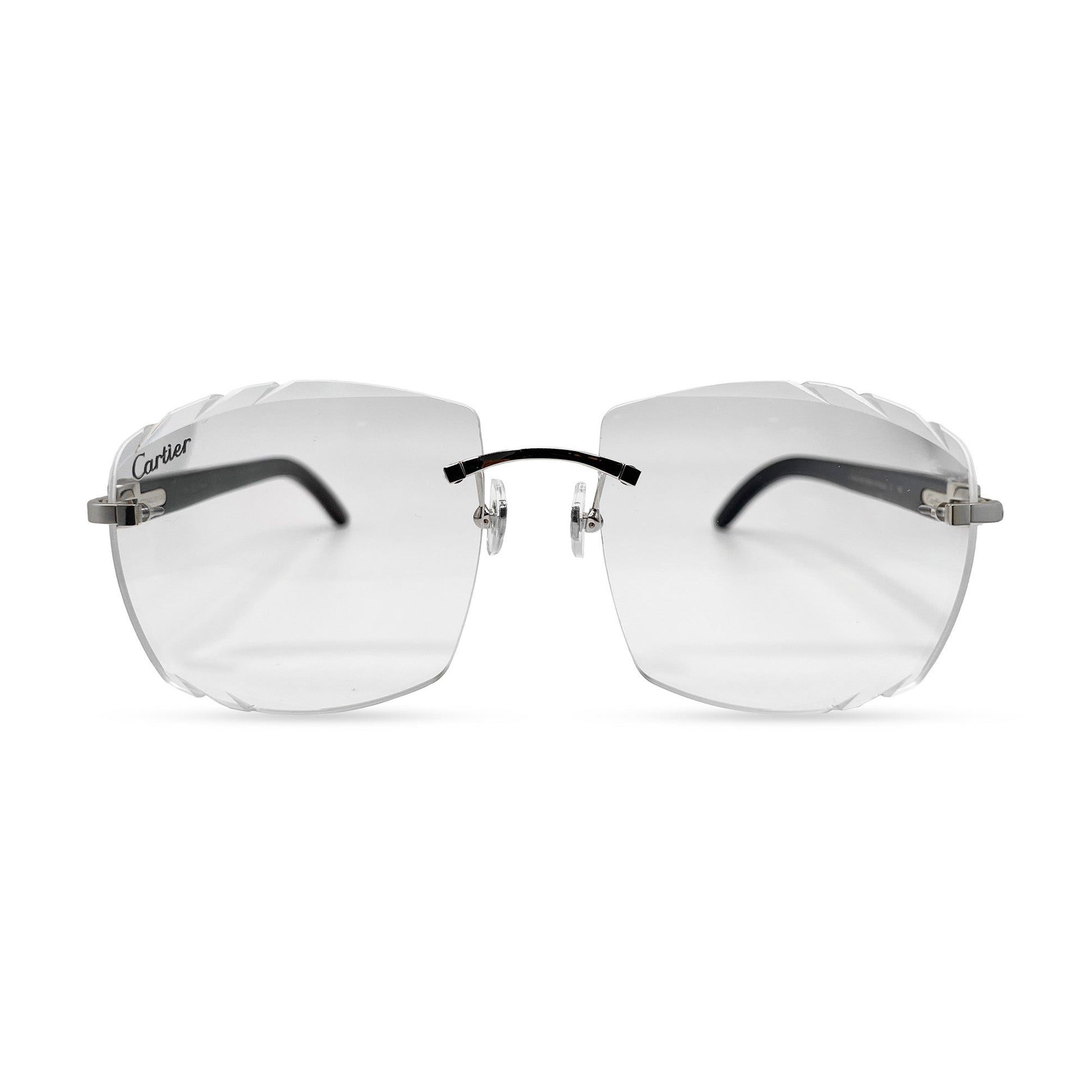 C Decor Buffs (Diamond Cut) - Silver White Genuine Horn Sunglasses (2020s) - Luxury Optical