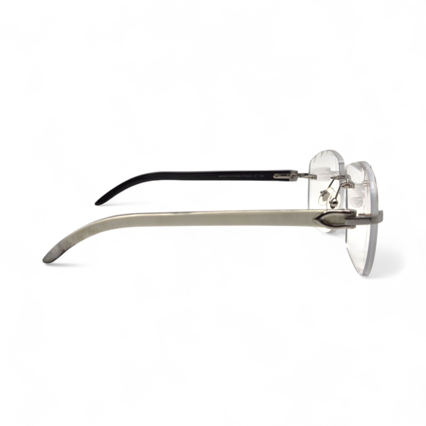 C Decor Buffs (Diamond Cut) - Silver White Genuine Horn Sunglasses (2020s) - Luxury Optical