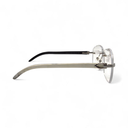 C Decor Buffs (Diamond Cut) - Silver White Genuine Horn Sunglasses (2020s) - Luxury Optical