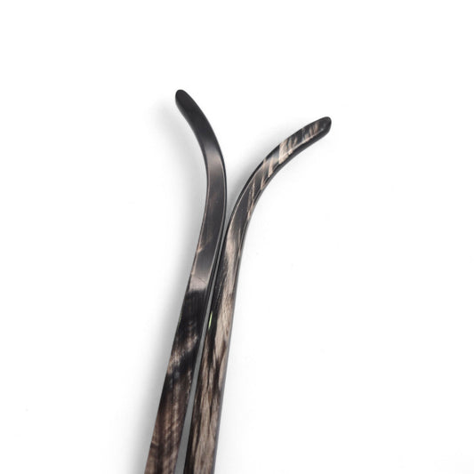 C Decor Temples - Polished Black Buffs w/ Swirls - Gold Hinges