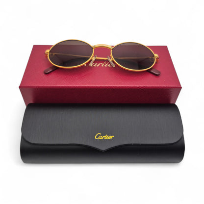 Authentic Cartier Saint Honore - Gold Wires Sunglasses w/ Oval Lenses (90s)