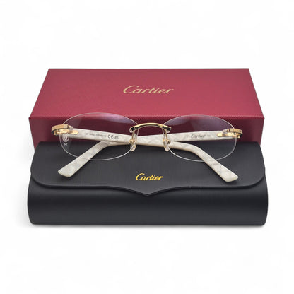 CT0056O Authentic Cartier C Decor - 52-16 Acetate Marbles Eyeglasses (2020s)