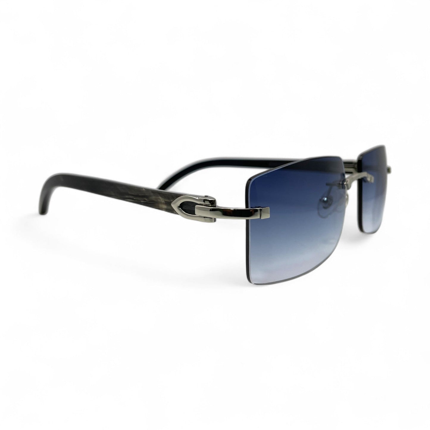 C Decor Buffs - Silver Black Genuine Horn Sunglasses (2010s)