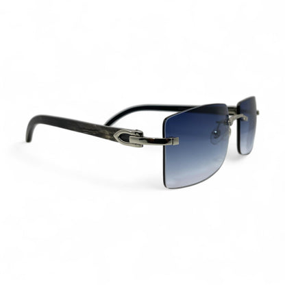C Decor Buffs - Silver Black Genuine Horn Sunglasses (2010s)
