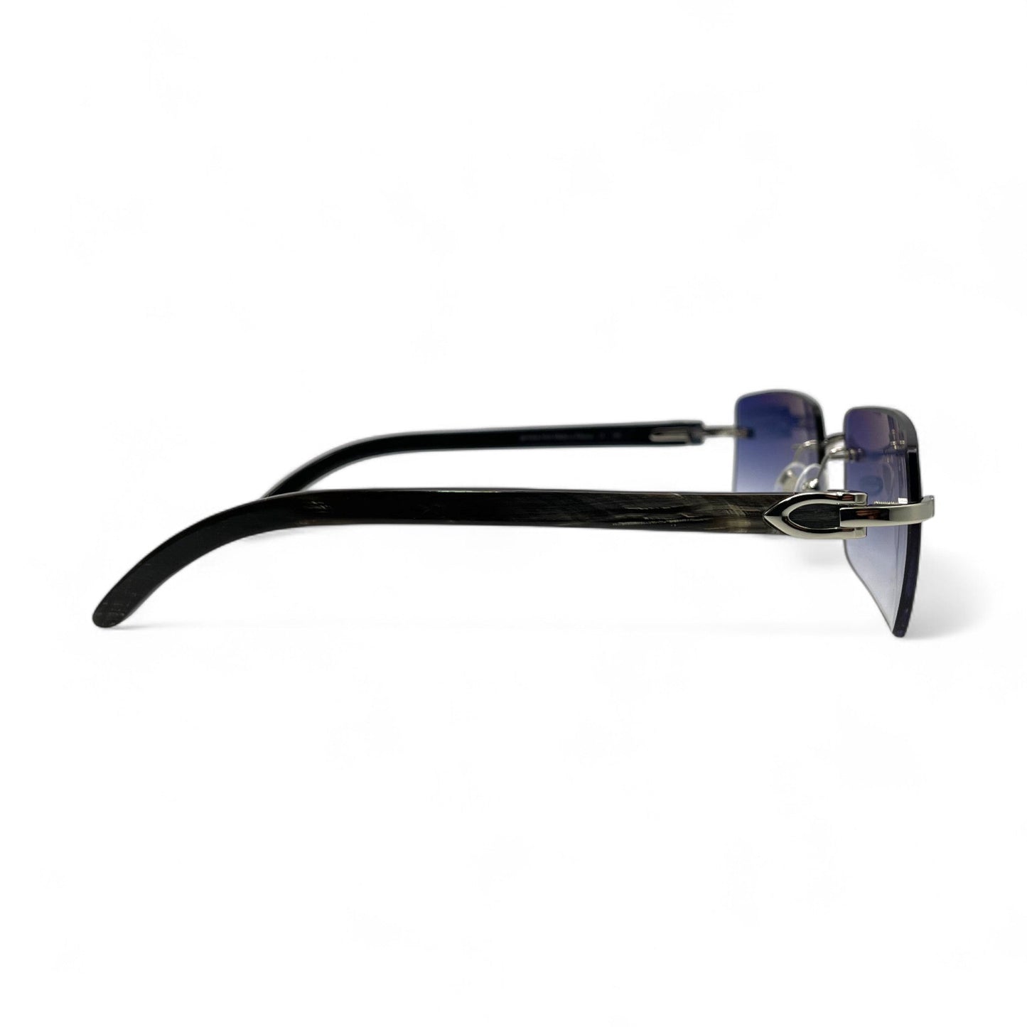 C Decor Buffs - Silver Black Genuine Horn Sunglasses (2010s)