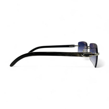 C Decor Buffs - Silver Black Genuine Horn Sunglasses (2010s)