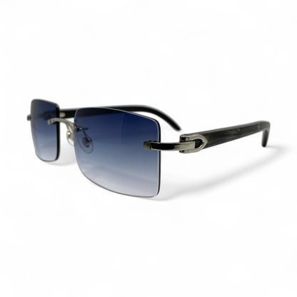 C Decor Buffs - Silver Black Genuine Horn Sunglasses (2010s)
