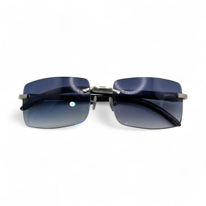 C Decor Buffs - Silver Black Genuine Horn Sunglasses (2010s)