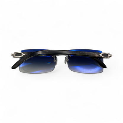 C Decor Buffs - Silver Black Genuine Horn Sunglasses (2010s)