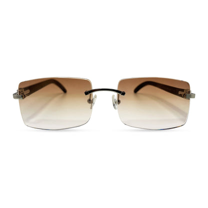 C Decor Buffs - Silver Black Genuine Horn Sunglasses (2010s)