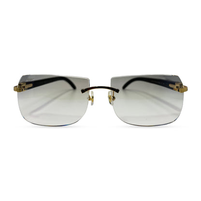 C Decor Buffs - Gold Black Genuine Horn Sunglasses (2010s) - Luxury Optical