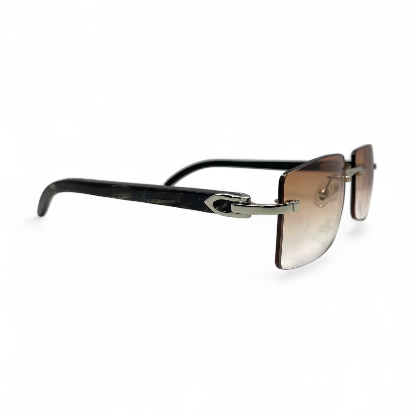 C Decor Buffs - Silver Black Genuine Horn Sunglasses (2010s)