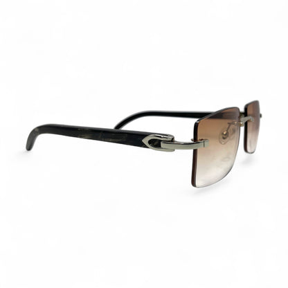C Decor Buffs - Silver Black Genuine Horn Sunglasses (2010s)