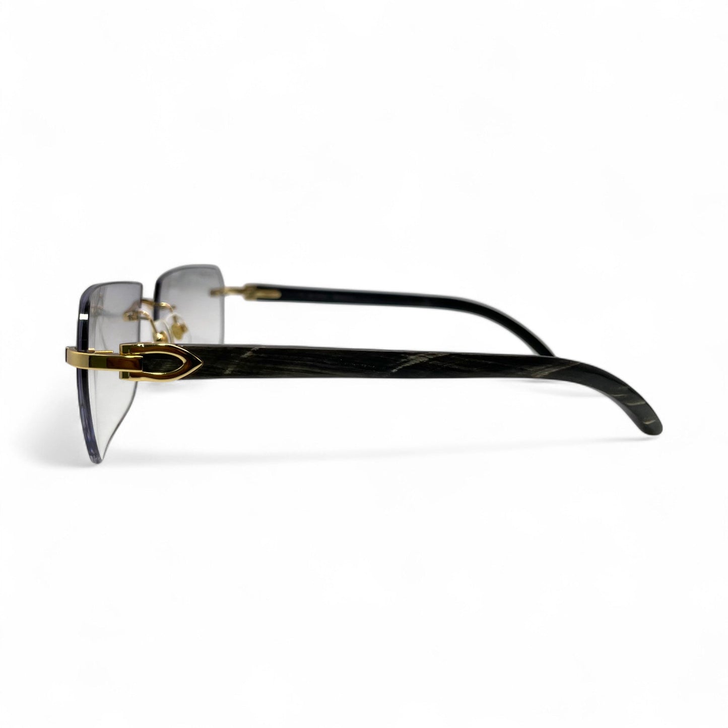 C Decor Buffs - Gold Black Genuine Horn Sunglasses (2010s) - Luxury Optical