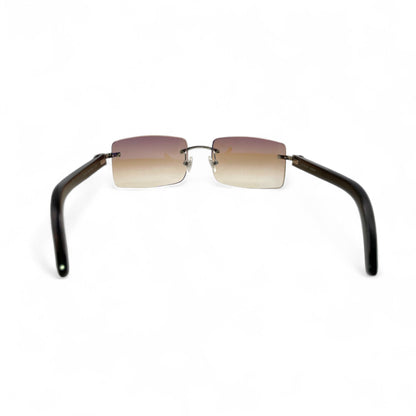 C Decor Buffs - Silver Black Genuine Horn Sunglasses (2010s)
