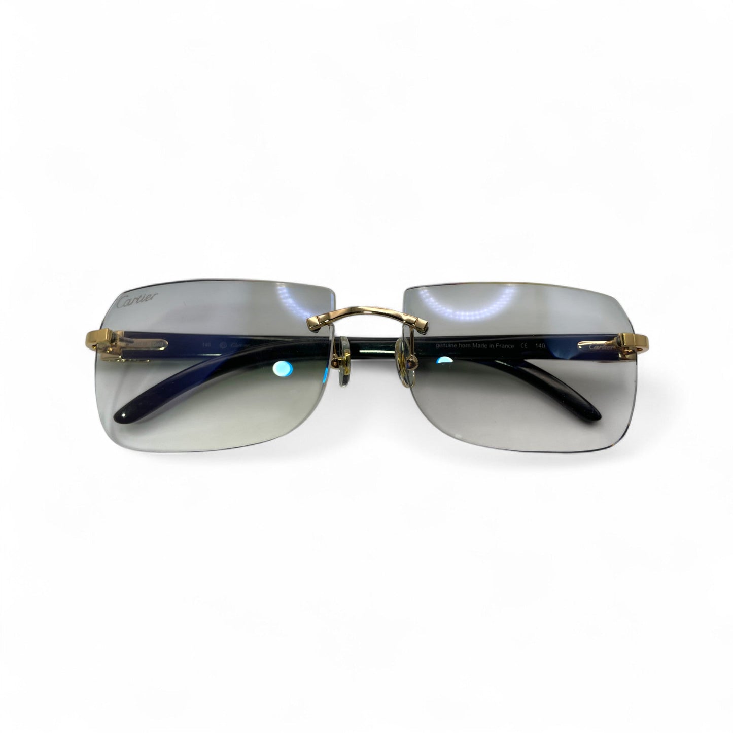 C Decor Buffs - Gold Black Genuine Horn Sunglasses (2010s) - Luxury Optical