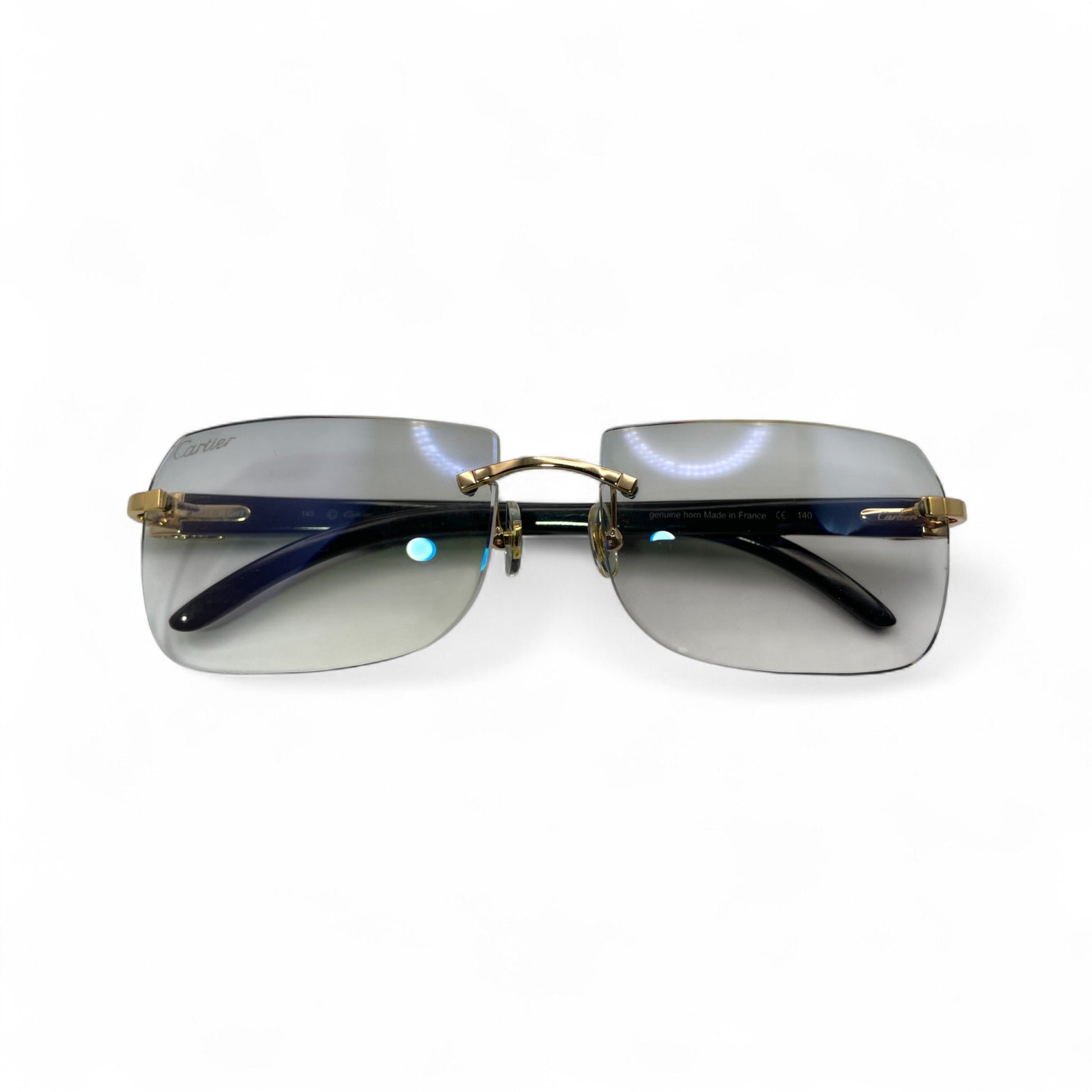 C Decor Buffs - Gold Black Genuine Horn Sunglasses (2010s) - Luxury Optical
