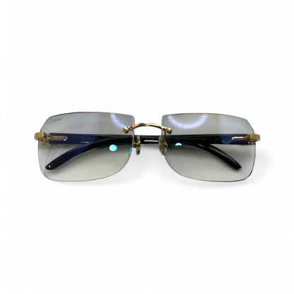 C Decor Buffs - Gold Black Genuine Horn Sunglasses (2010s) - Luxury Optical