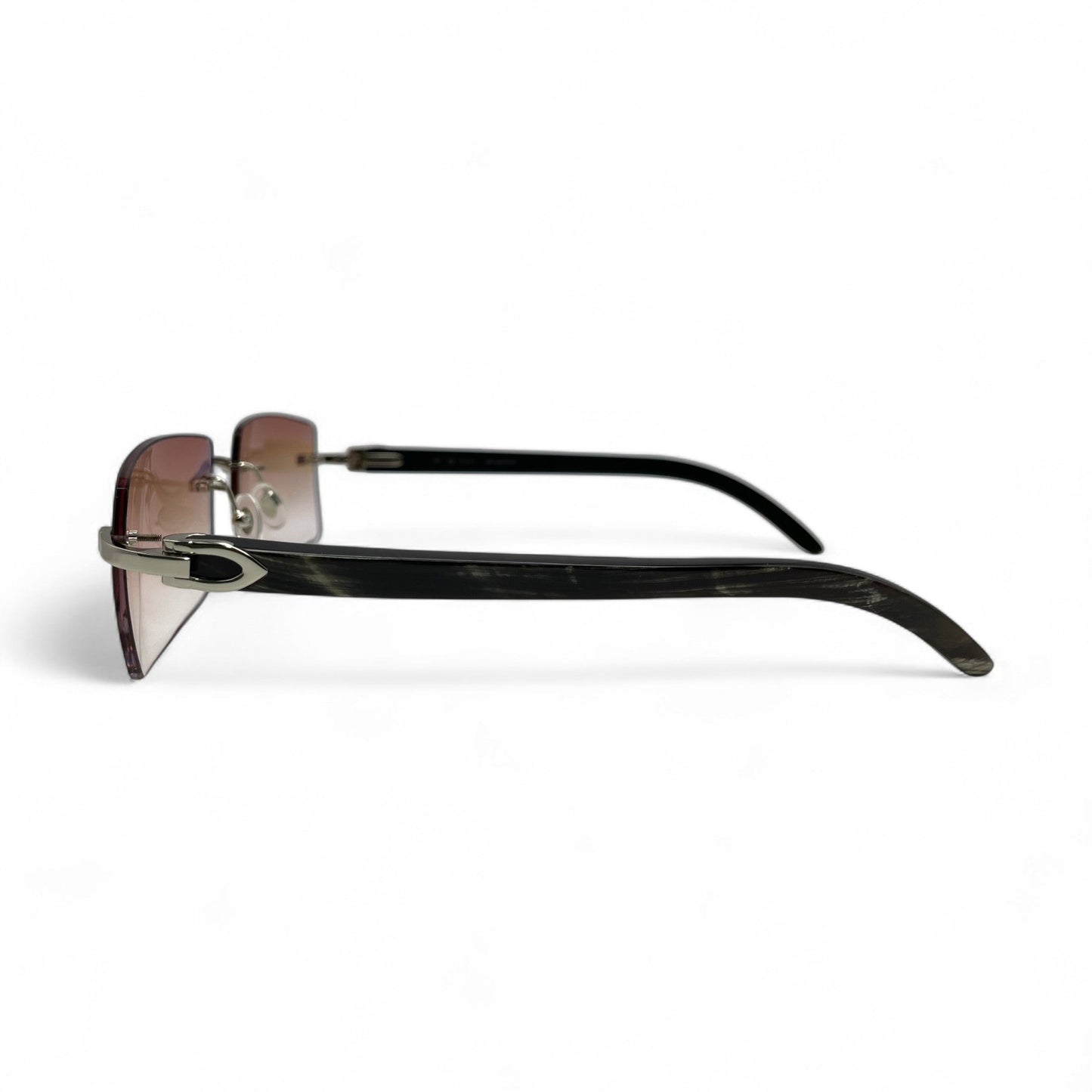C Decor Buffs - Silver Black Genuine Horn Sunglasses (2010s)