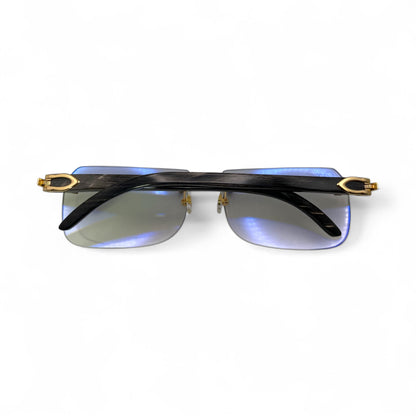 C Decor Buffs - Gold Black Genuine Horn Sunglasses (2010s) - Luxury Optical