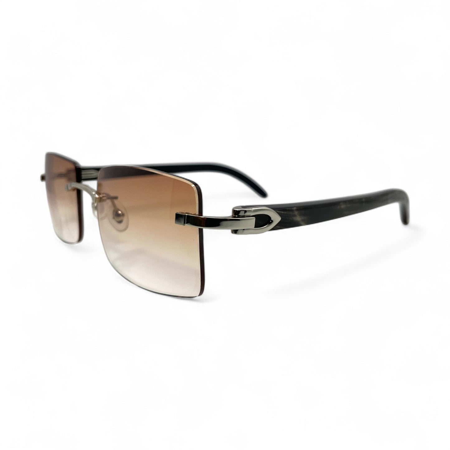 C Decor Buffs - Silver Black Genuine Horn Sunglasses (2010s)