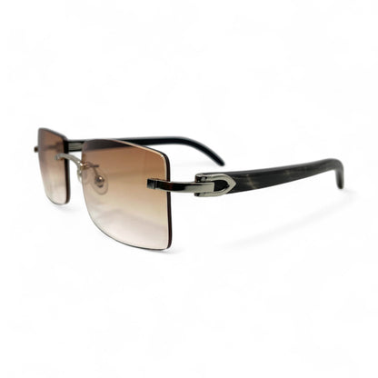 C Decor Buffs - Silver Black Genuine Horn Sunglasses (2010s)