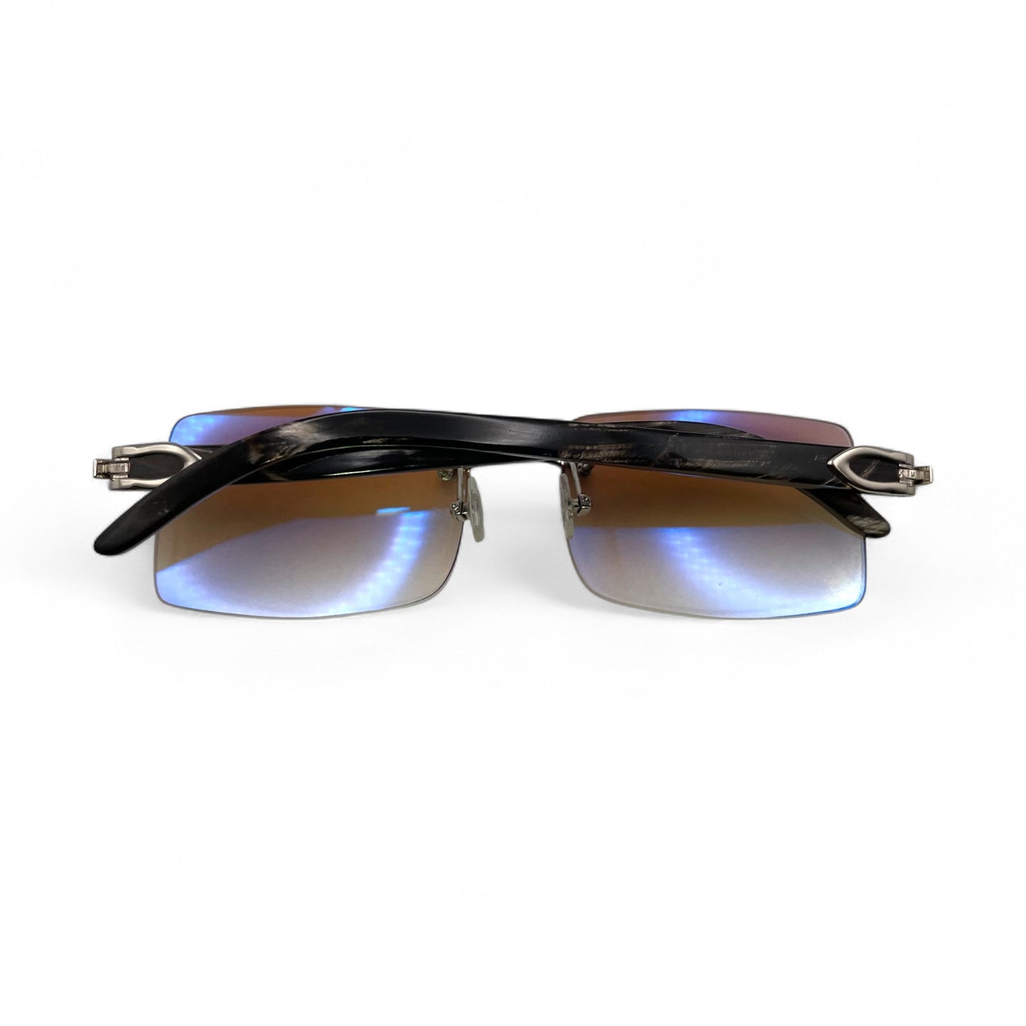 C Decor Buffs - Silver Black Genuine Horn Sunglasses (2010s)