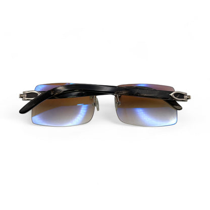 C Decor Buffs - Silver Black Genuine Horn Sunglasses (2010s)