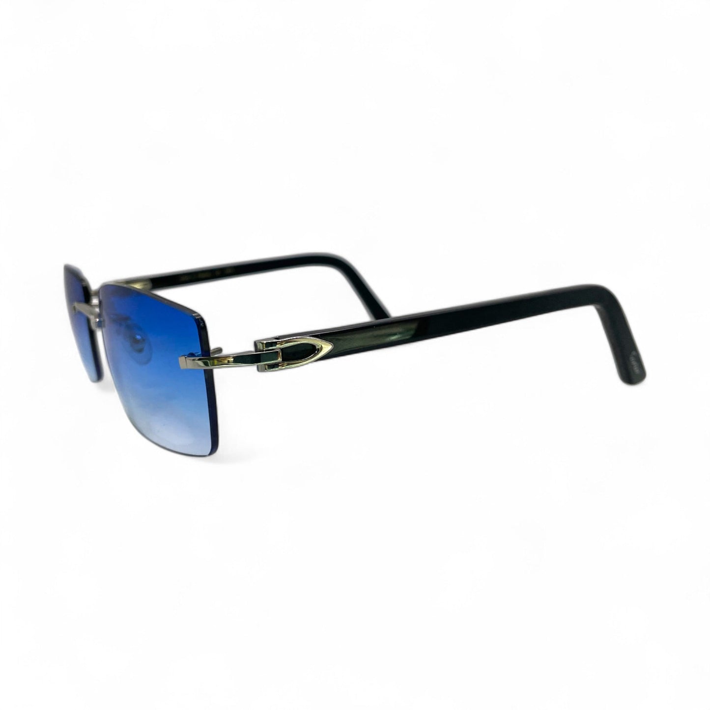 C Decor Buffs - Silver Black Genuine Horn Sunglasses (2010s)