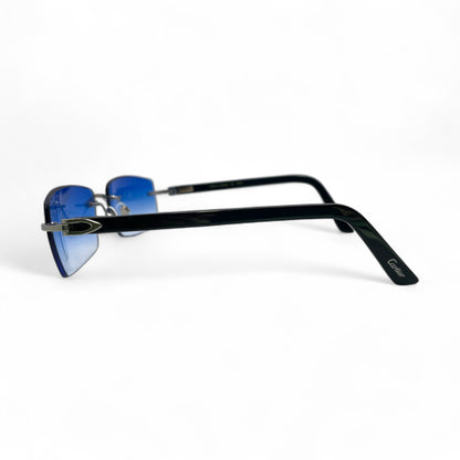 C Decor Buffs - Silver Black Genuine Horn Sunglasses (2010s)