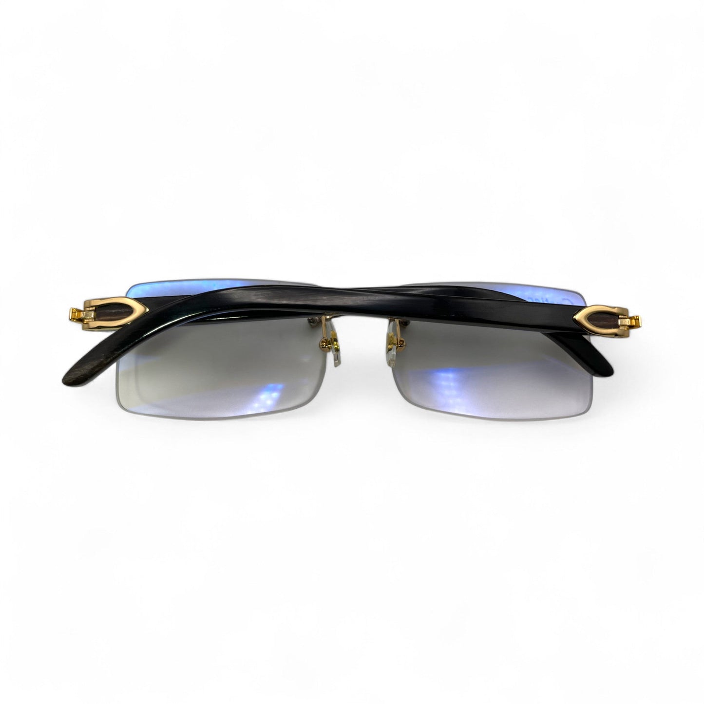 C Decor Buffs - Gold Black Genuine Horn Sunglasses (2010s) - Luxury Optical