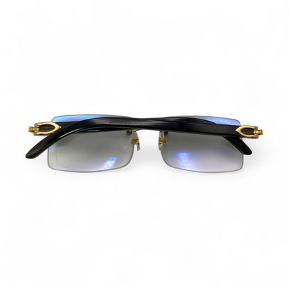 C Decor Buffs - Gold Black Genuine Horn Sunglasses (2010s) - Luxury Optical