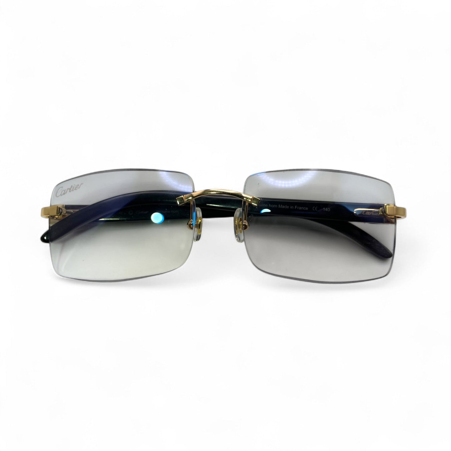 C Decor Buffs - Gold Black Genuine Horn Sunglasses (2010s) - Luxury Optical