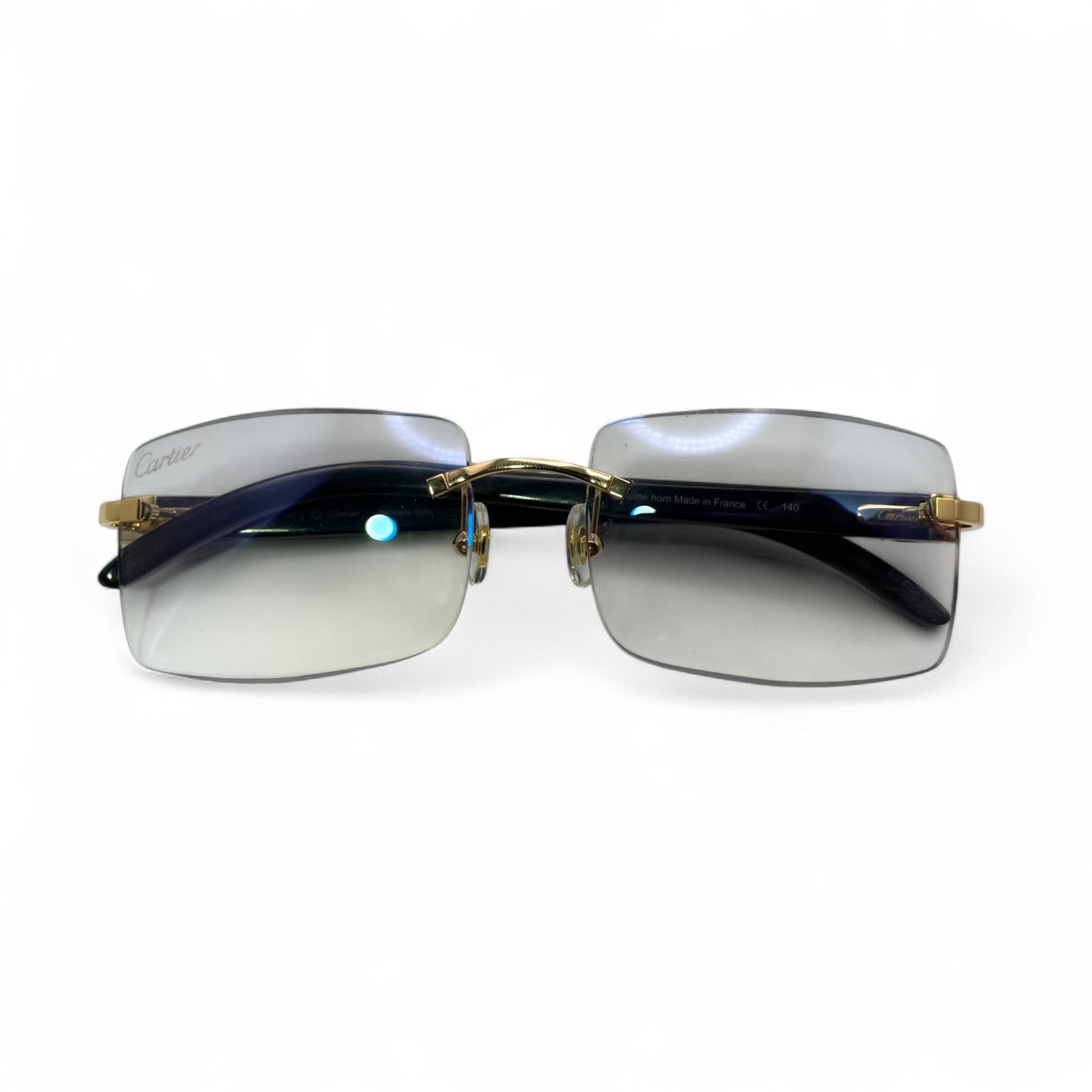 C Decor Buffs - Gold Black Genuine Horn Sunglasses (2010s) - Luxury Optical