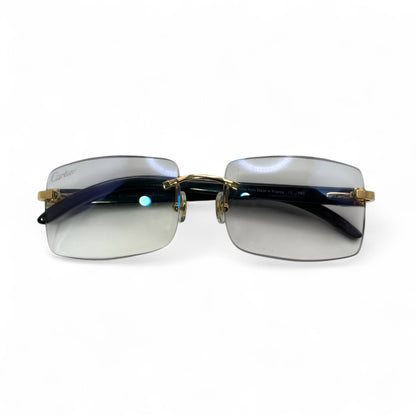 C Decor Buffs - Gold Black Genuine Horn Sunglasses (2010s) - Luxury Optical