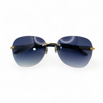 C Decor Buffs - Gold Black Genuine Horn Sunglasses (2010s) - Luxury Optical