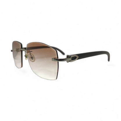 C Decor Buffs - Silver Black Genuine Horn Sunglasses (2010s)