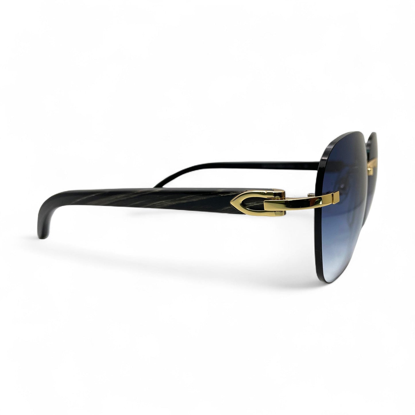 C Decor Buffs - Gold Black Genuine Horn Sunglasses (2010s) - Luxury Optical