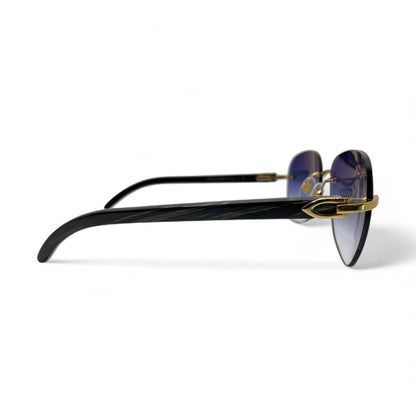 C Decor Buffs - Gold Black Genuine Horn Sunglasses (2010s) - Luxury Optical