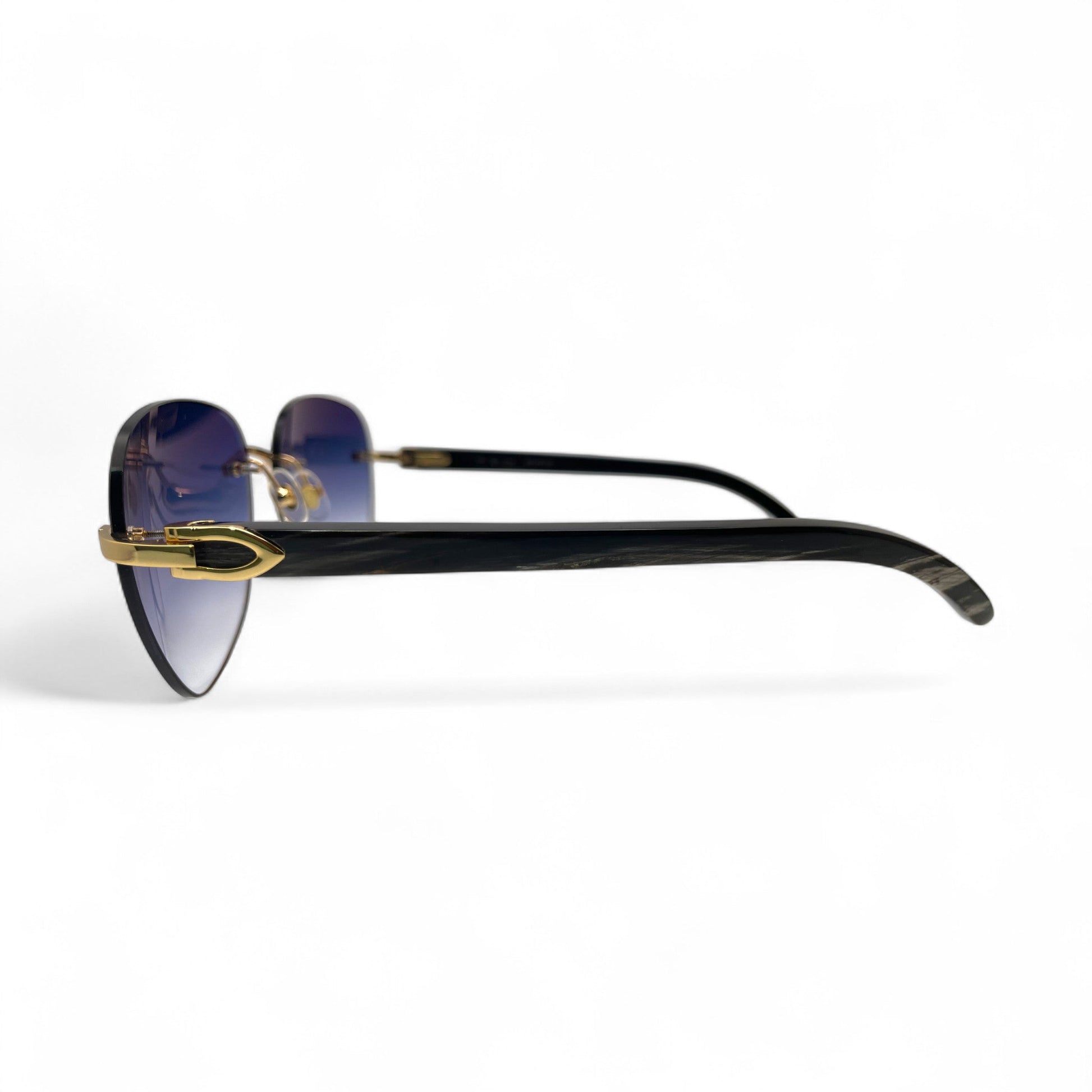 C Decor Buffs - Gold Black Genuine Horn Sunglasses (2010s) - Luxury Optical