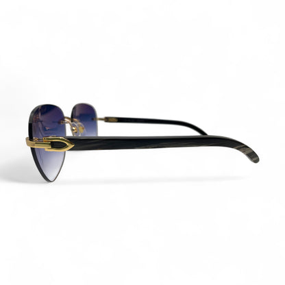 C Decor Buffs - Gold Black Genuine Horn Sunglasses (2010s) - Luxury Optical
