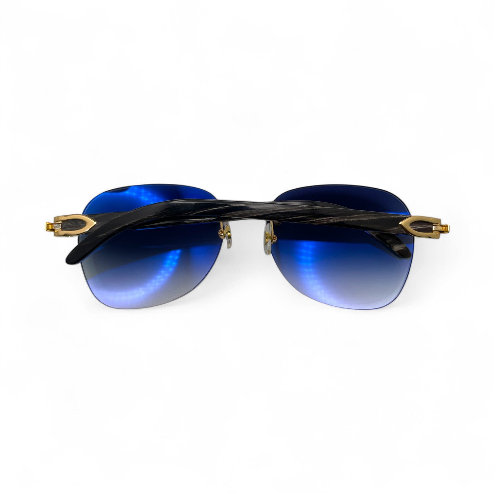 C Decor Buffs - Gold Black Genuine Horn Sunglasses (2010s) - Luxury Optical