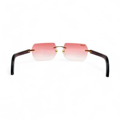 C Decor Buffs - Gold Black Genuine Horn Sunglasses (2010s) - Luxury Optical