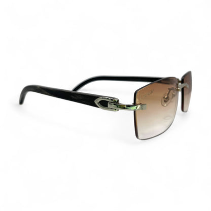 C Decor Buffs - Silver Black Genuine Horn Sunglasses (2010s)
