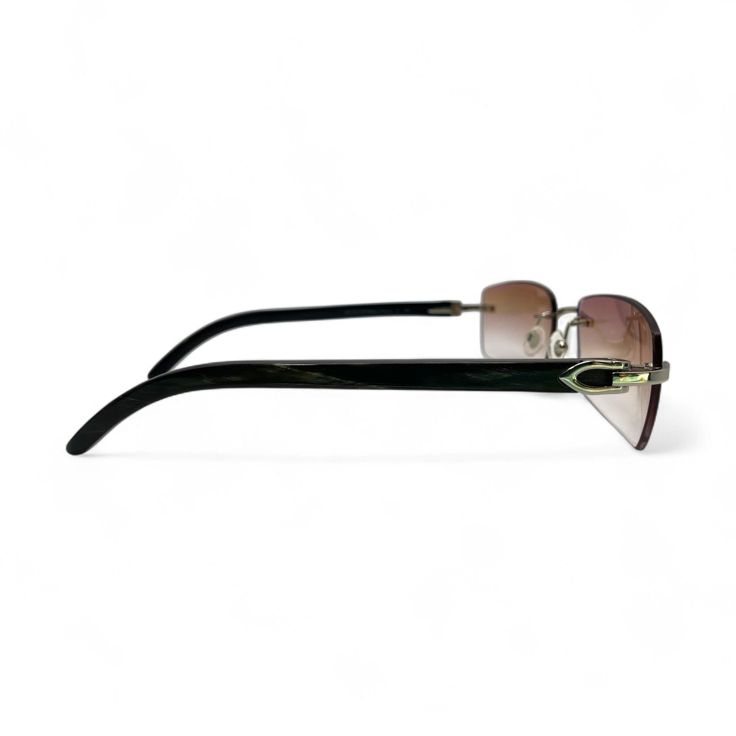 C Decor Buffs - Silver Black Genuine Horn Sunglasses (2010s)