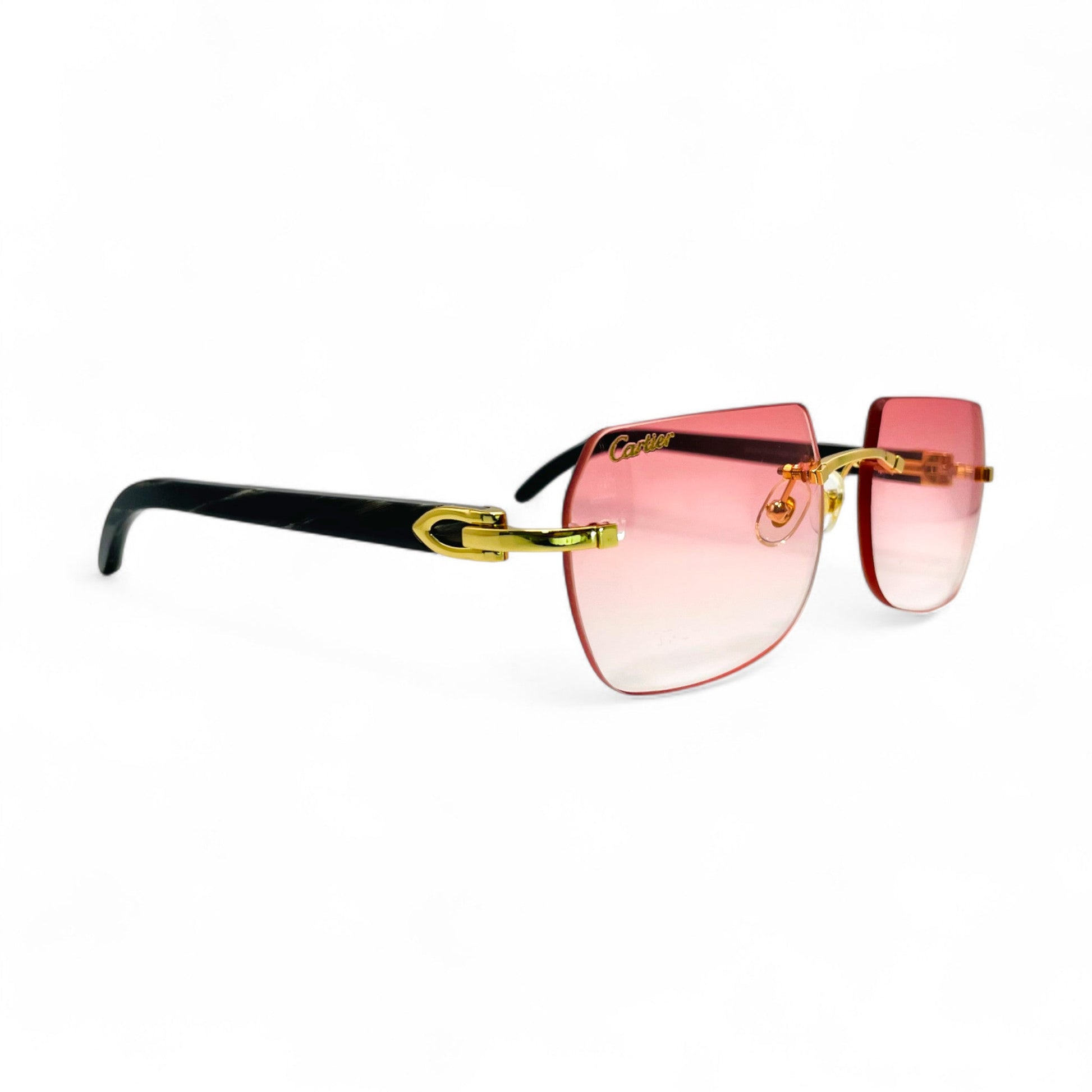 C Decor Buffs - Gold Black Genuine Horn Sunglasses (2010s) - Luxury Optical