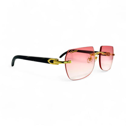 C Decor Buffs - Gold Black Genuine Horn Sunglasses (2010s) - Luxury Optical